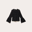 Blouse col rond manches longues dentelle noir femme