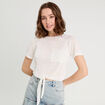 T-shirt d&eacute;tail noeud ecru femme