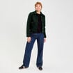 Veste bouclette boutonn&eacute;e vert fonc&eacute; femme