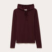 Pull &agrave; capuche rouge fonc&eacute; femme