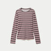 T-shirt ajust&eacute; col rond manches longues marron fonc&eacute; femme