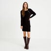 Robe pull ajust&eacute;e manches longues noir femme