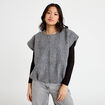 Gilet oversize sans manches col rond gris clair femme