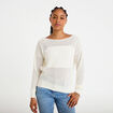 Pull ample ajour&eacute; manches longues ecru femme