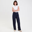 Pantalon large bleu marine femme