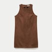 Robe courte droite sans manches marron femme
