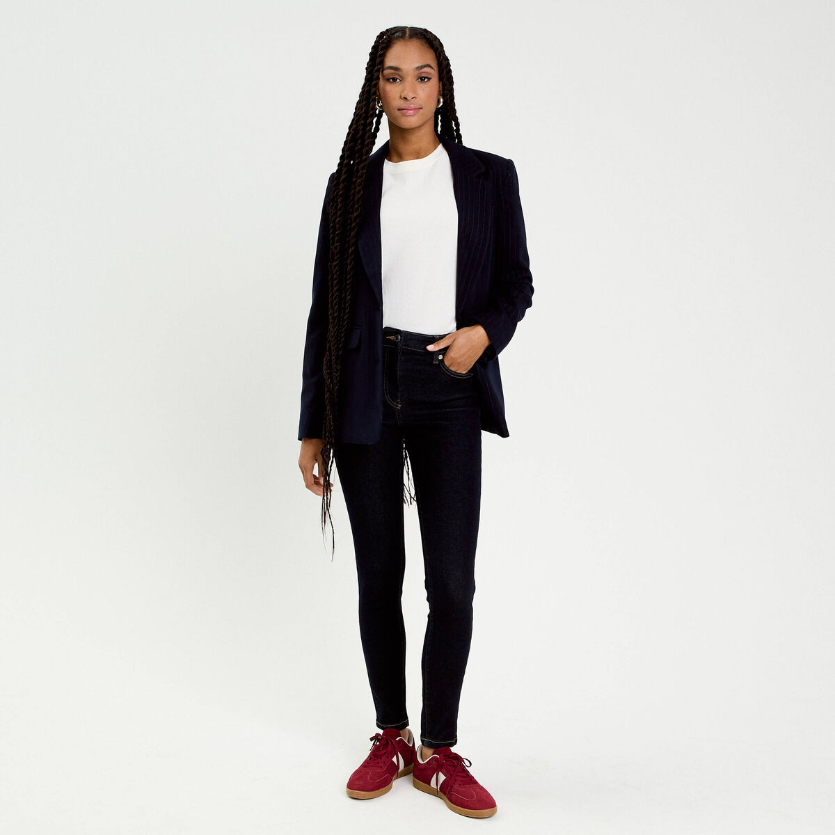 Jean skinny push-up taille standard denim brut femme