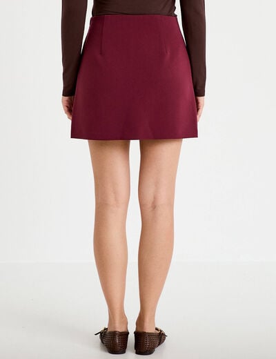 Jupe-short &eacute;vas&eacute;e taille haute bordeaux femme