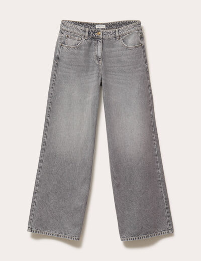 Jean wide leg taille standard denim gris femme