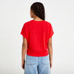 T-shirt col rond manches courtes noeuds rouge femme