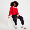 Sweat col chemise manches longues rouge femme