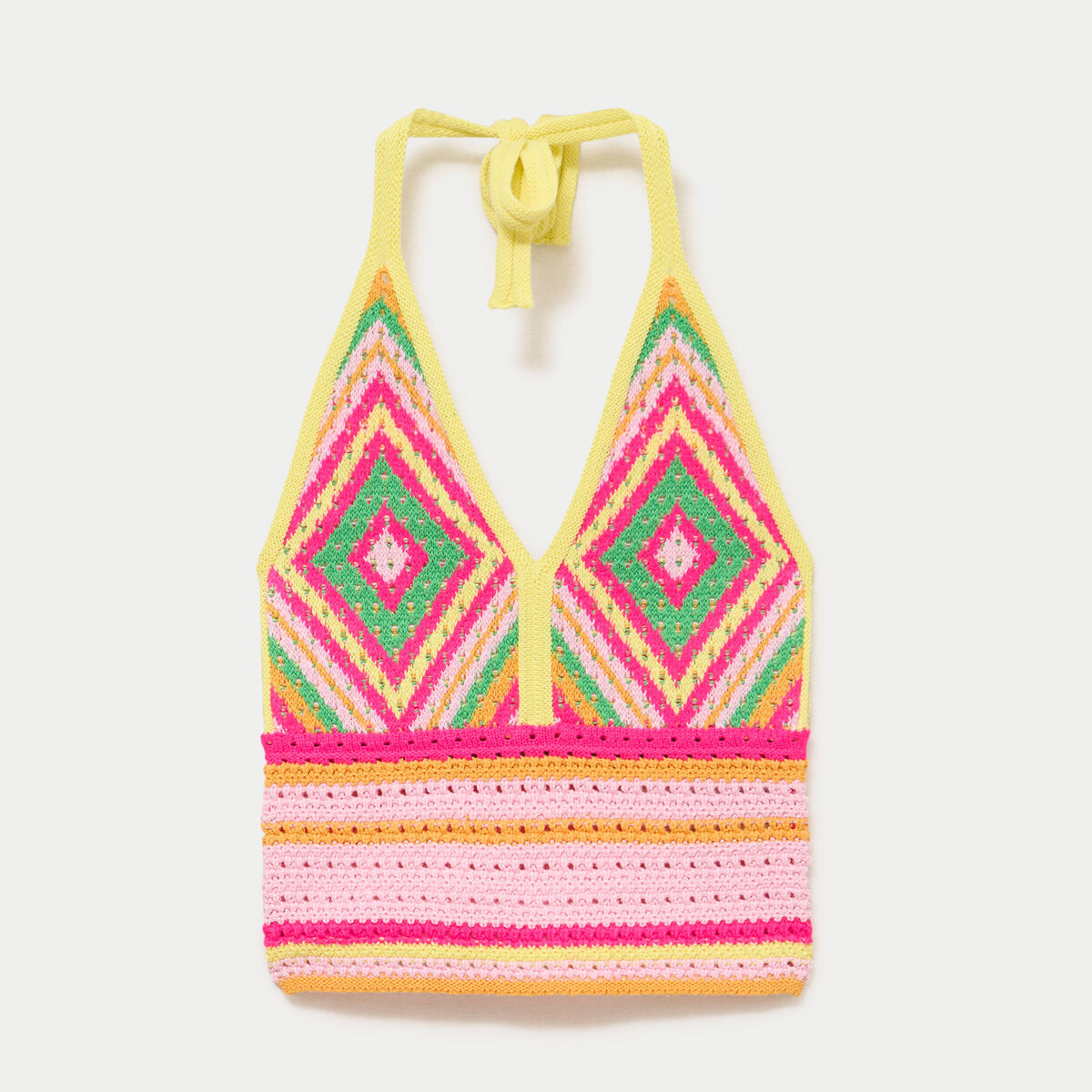 D&eacute;bardeur crochet cropped multicolore femme