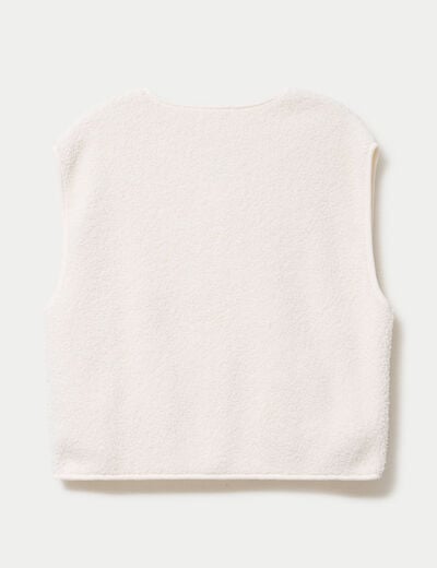 Veste sans manches effet polaire ecru femme