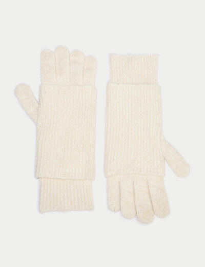 Gants 2-en-1 ivoire femme
