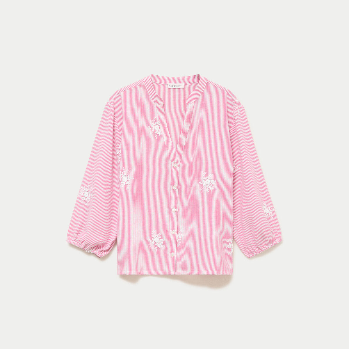 Blouse col tunisien rose femme