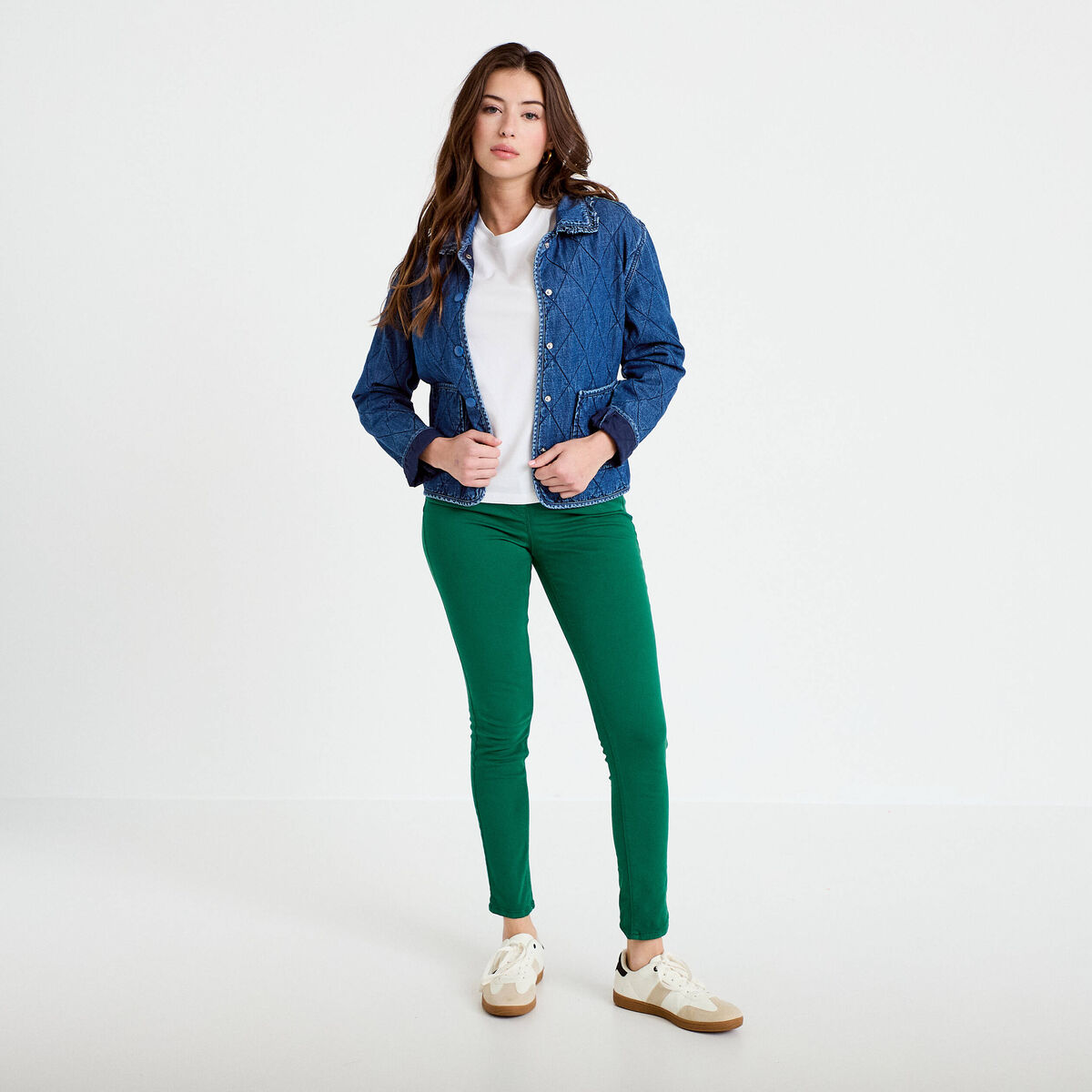 Jeans slim 5 poches vert &eacute;meraude femme