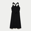 Robe longue droite col v bretelles fines noir femme