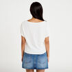 T-shirt col bateau manches courtes ecru femme
