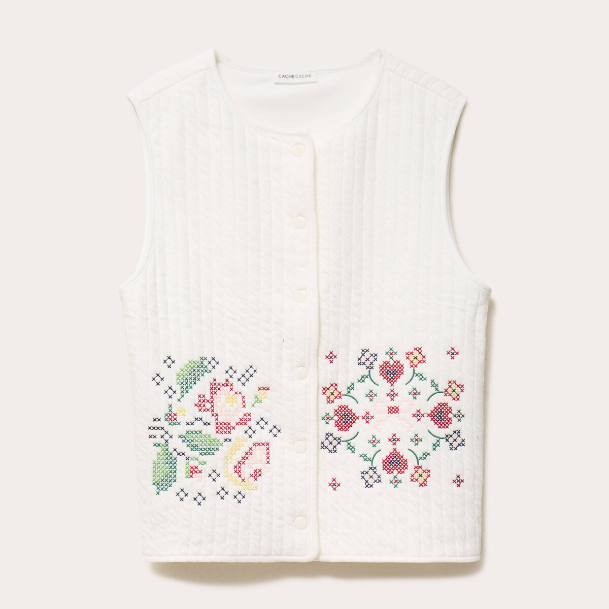 Veste oversize sans manches ecru femme