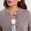 Gilet court nou&eacute; taupe femme