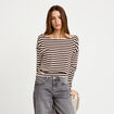 Pull col bateau manches longues blanc femme
