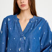 Blouse ample manches longues en jean blanc femme