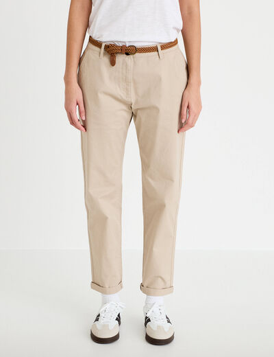 Pantalon chino 7/8&egrave;me beige femme