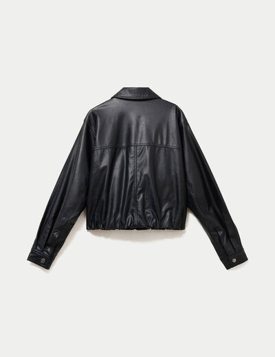 Veste effet boule manches longues noir femme