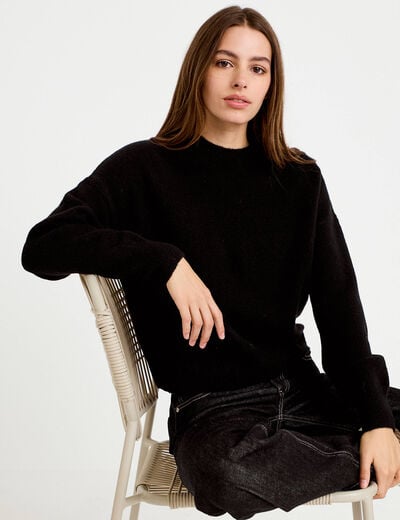 Pull col rond noir femme