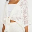 Kimono oversize ajour&eacute; ecru femme