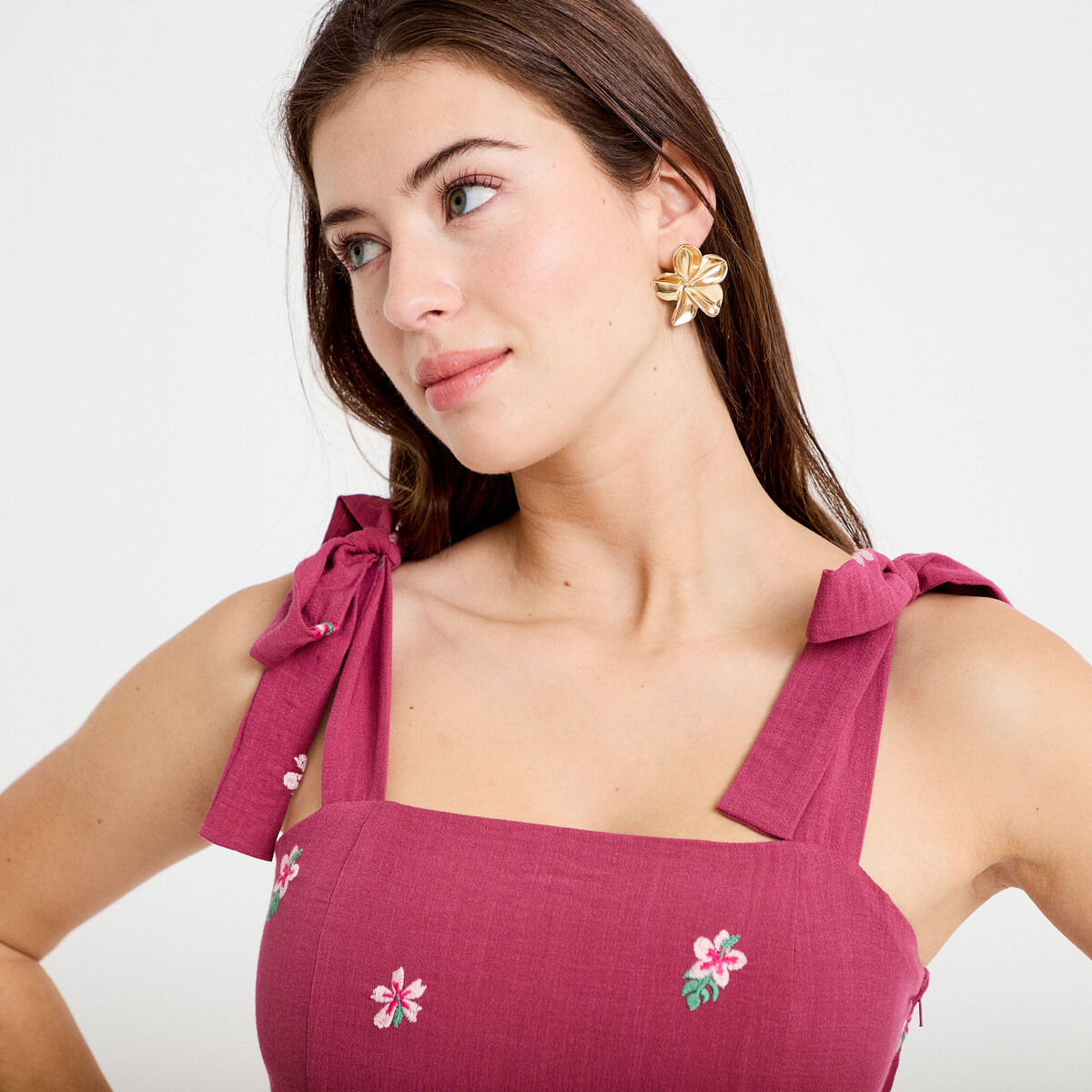 Robe patineuse courte &agrave; fines bretelles violet femme