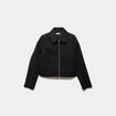 Veste cropped en bouclette noir femme
