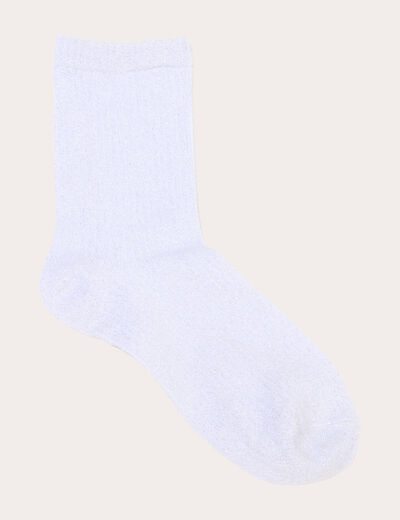 Chaussettes fils m&eacute;tallis&eacute;s couleur argent femme