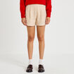 Short large taille haute en tweed ivoire femme