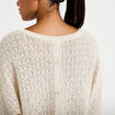 Pull ajour&eacute; col v manches courtes ecru femme