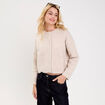 Gilet bouclette col rond manches longues beige femme