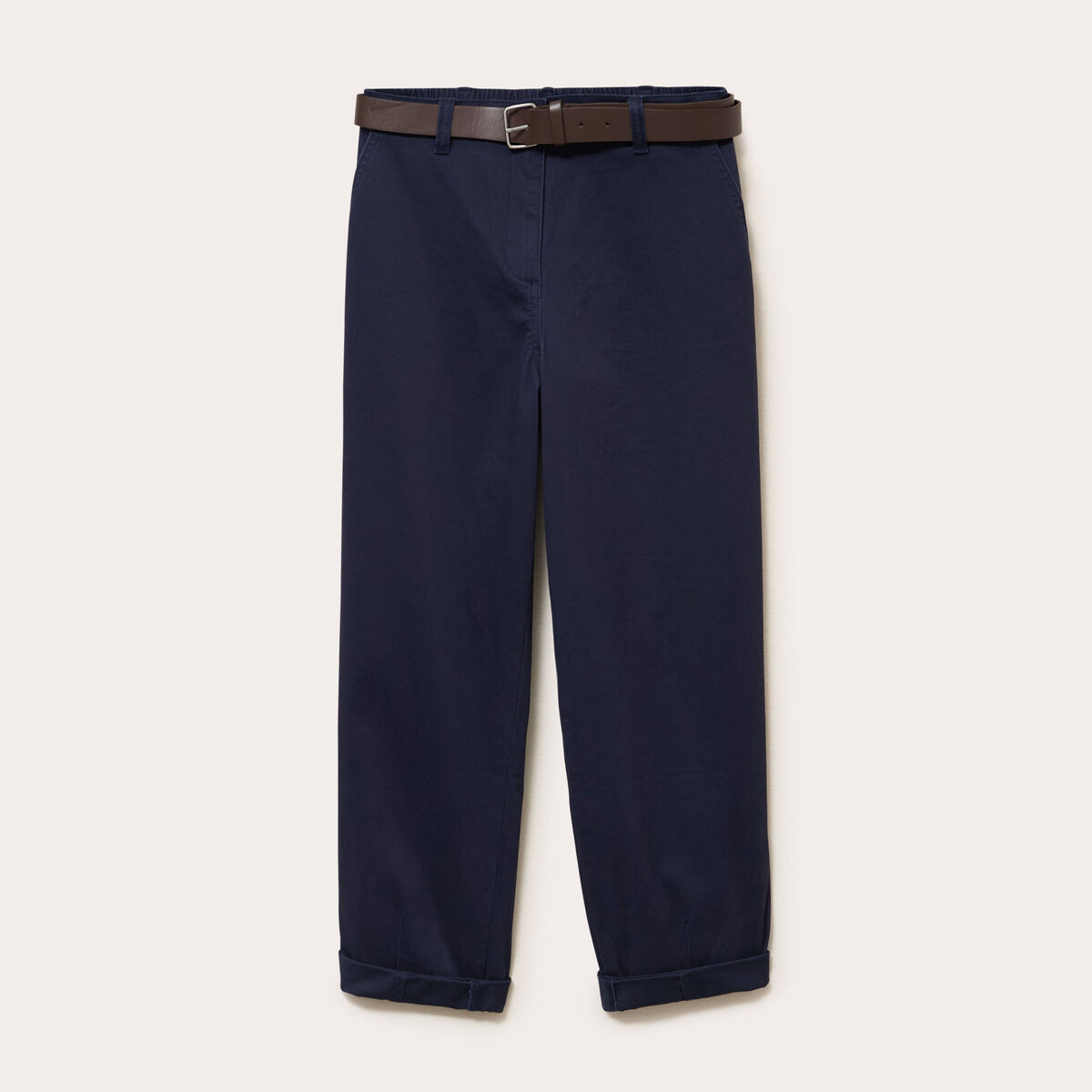 Pantalon chino avec ceinture amovible bleu marine femme