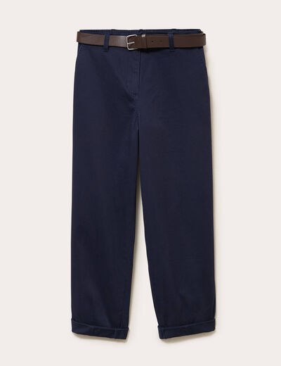 Pantalon chino avec ceinture amovible bleu marine femme