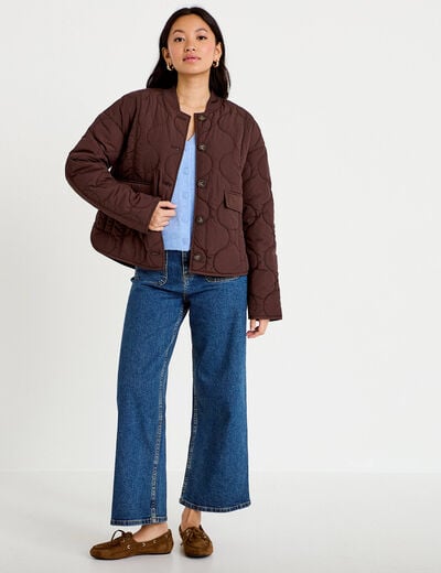 Veste ample manches longues marron fonc&eacute; femme