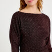 Top droit col bateau manches longues violet fonc&eacute; femme