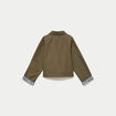 Veste courte boutonn&eacute;e doublure vichy vert kaki femme