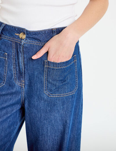 Jean wide leg taille standard denim stone femme
