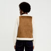Gilet sans manches fausse fourrure marron fonc&eacute; femme