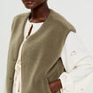 Gilet sans manches effet polaire vert kaki femme