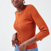 Gilet manches 3/4 boutonn&eacute; marron cognac femme