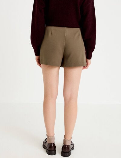 Jupe-short trap&egrave;ze courte taupe femme