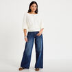 Pull ample manches courtes col rond ecru femme