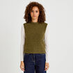Pull sans manches vert kaki femme