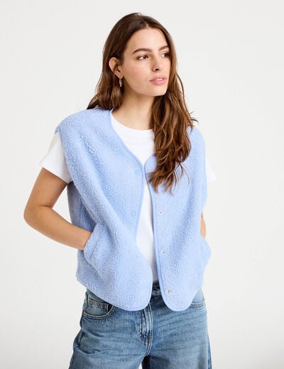 Gilet sans manches effet polaire bleu clair femme