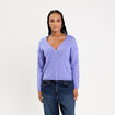 Gilet boutonn&eacute; avec col en V bleu violet femme